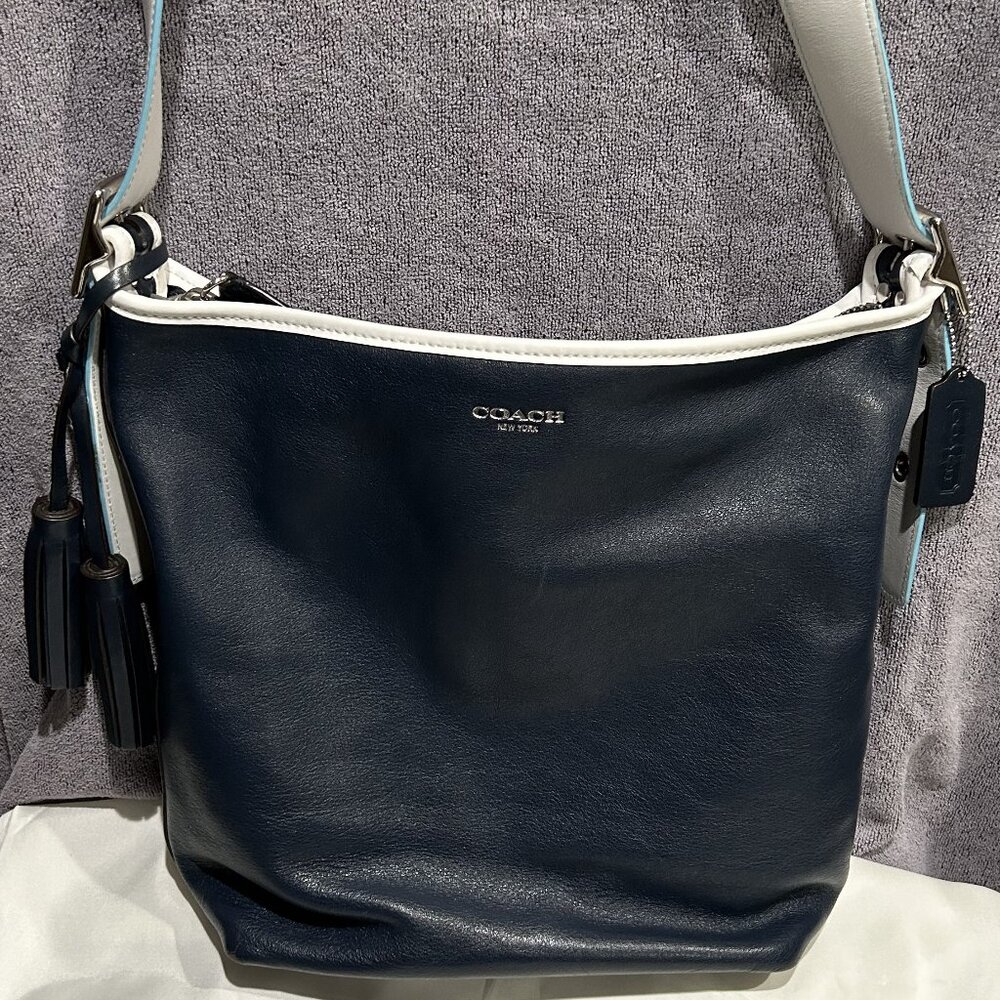 Coach Leather Legacy Tassel Duffle Shoulder Crossbody Bag Blue F1293-19889 NWOT